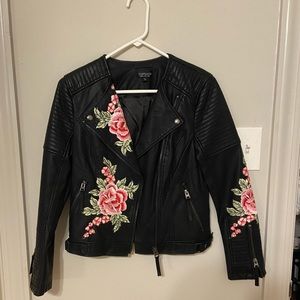 Top Shop Floral Leather Jacket